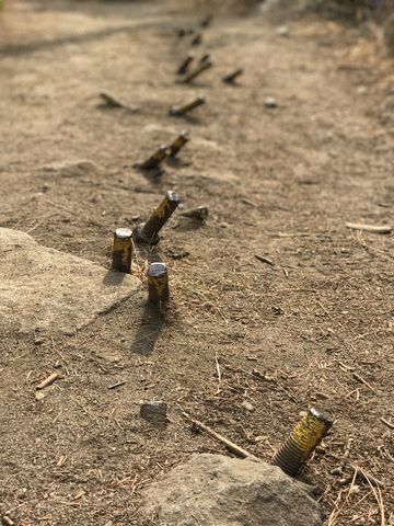 Pipline spikes poking up through the trailbed