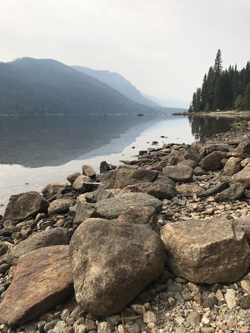 Lake Wenatchee, looking west. There was quite a bit of wildfire smoke