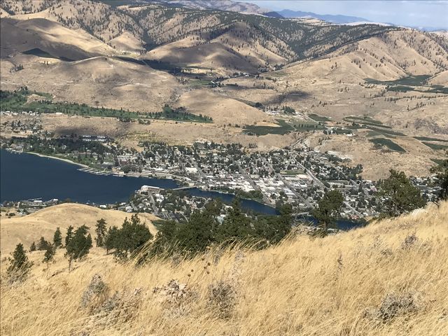 The city of Chelan, far, far below