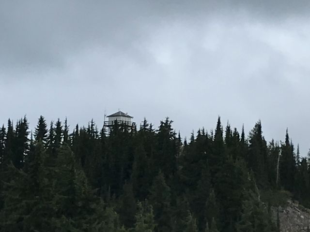 The lookout tower getting closer and closer. Shortly past Guard Peak the trail rejoins the forest road