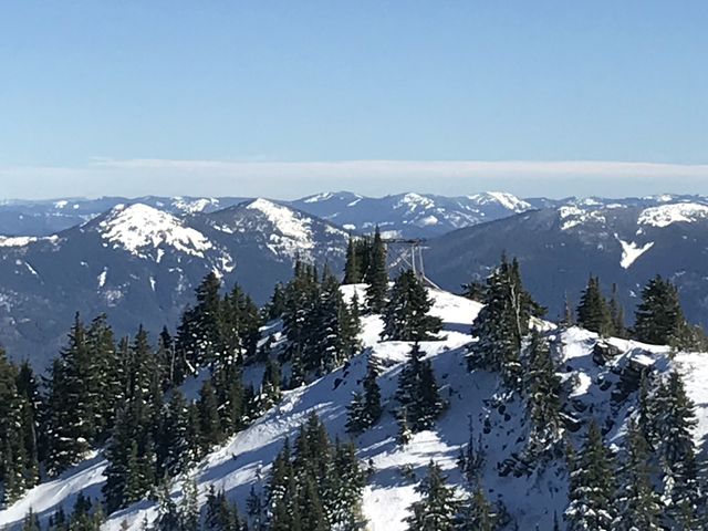 View east. Twin Crag in the foreground, featuring remnants of a lookout tower