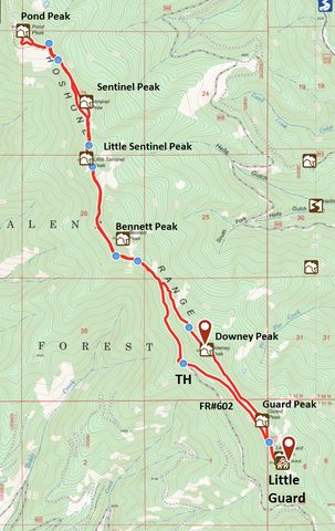 The markers are geocache locations