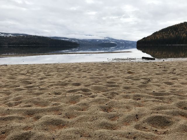 The beach is sand and pebbles