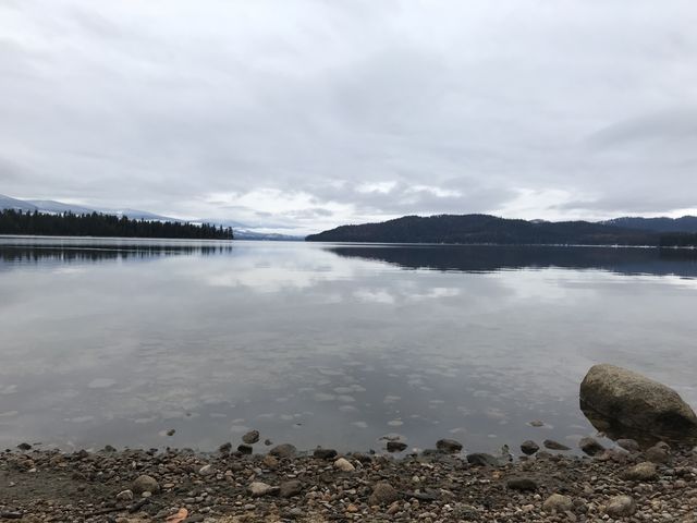 Looking across Priest Lake from the beach at the trailhead