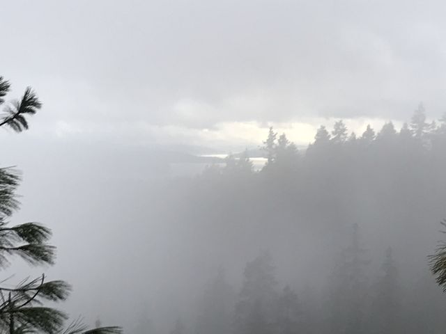 A crack in the fog and sudden views of Lake Coeur dAlene