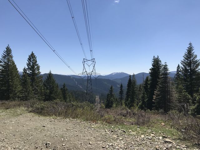 Powerlines: turnaround point (but #69 continues downhill to the Coeur dAlene River)