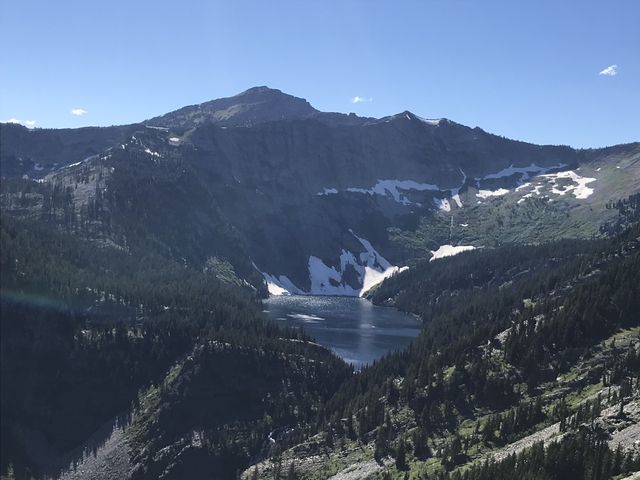 Wanless Lake from across the valley near Buck Pass. It appears to be just hanging there.