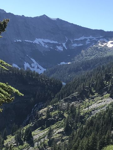 A few switchbacks lower, Wanless Lake is no longer visible, but you can see the waterfall that drains it into Buck Lake