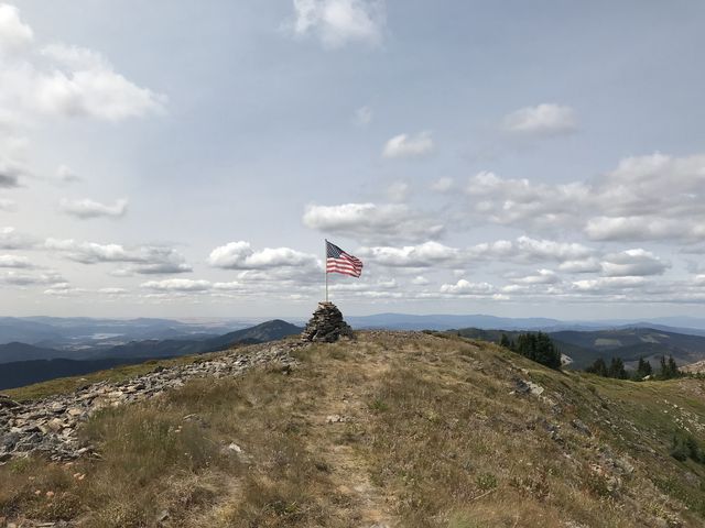 A flag flying near Pearson Peak