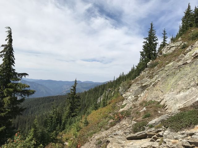 A sheer cliff wall on the Larkins Lake trail