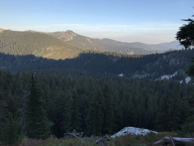 View southeast from Heart Lake, with Northbound Lake below and Mallard Peak in the background