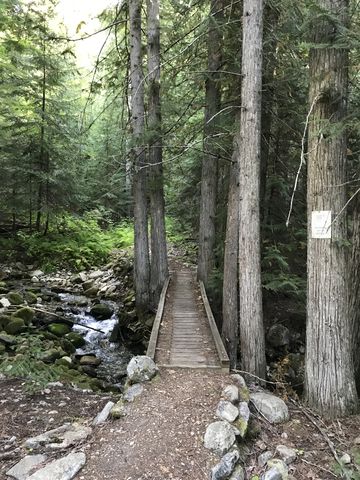 A footbridge crosses McKay Creek