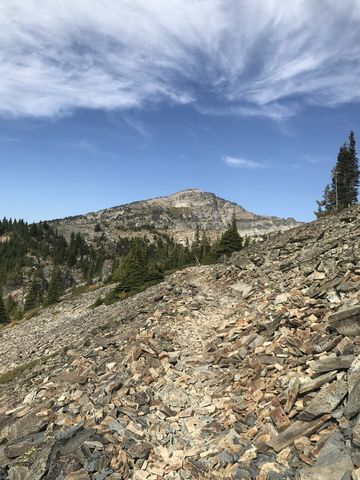 Theres lots of talus along the sides of Goat Peak. Engle Peak in the distance