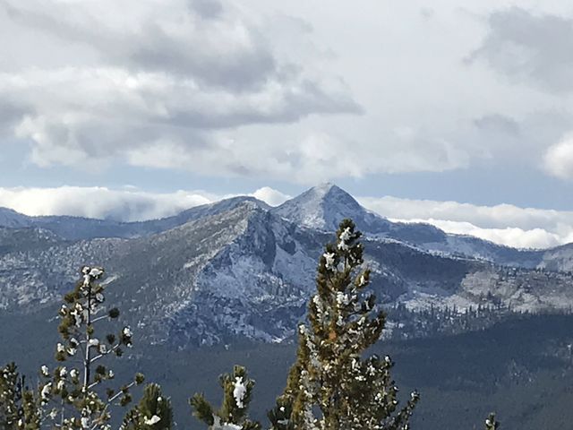 Smith Peak in the background, unnamed 7445 (part of Parker Ridge) in the foreground