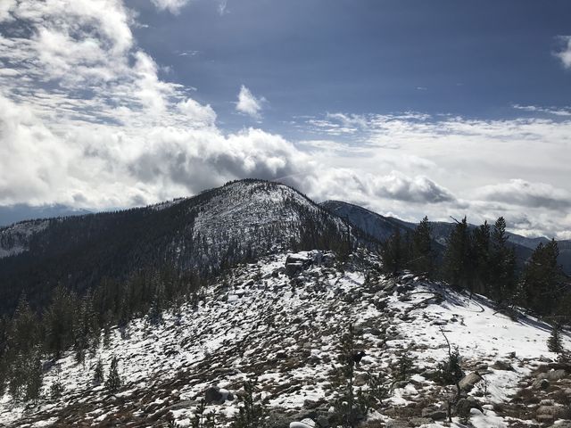 Looking along Fisher Ridge to the highest point in North Idaho
