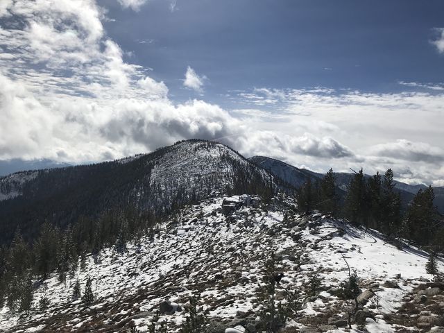 Looking along Fisher Ridge to the highest point in North Idaho