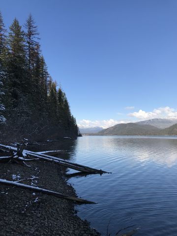 Looking north along the shore of Upper Priest Lake