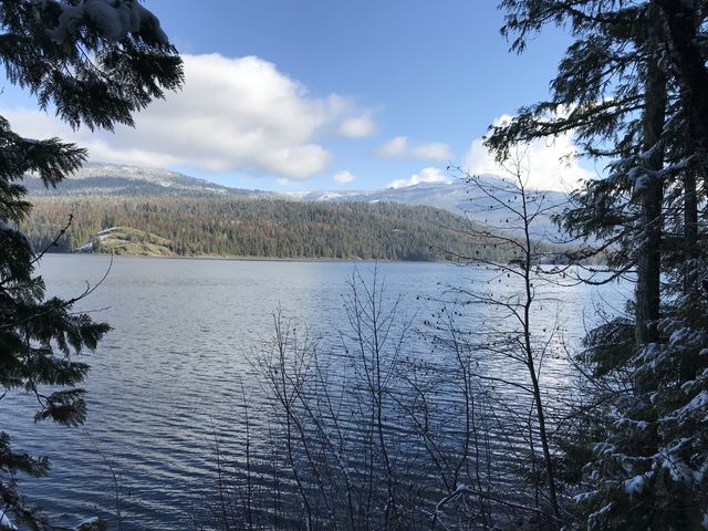 The trail hugs the shoreline for a good distance